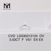 3.03ct F VS1 OVAL CVD Certificado Diamante IGI criado em laboratório 