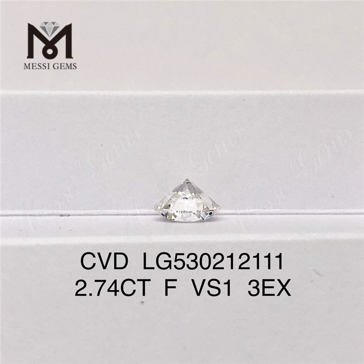 2.74CT F VS1 3EX Diamante sintético cultivado em laboratório com formato redondo Preço de fábrica 