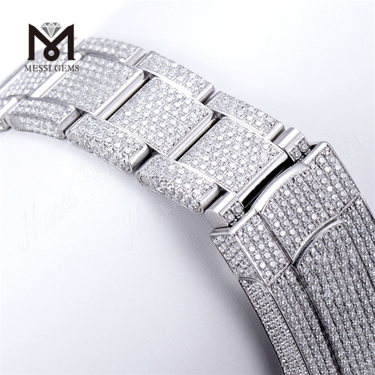 Relógio masculino luxuoso conjunto de mão diamante gelado vvs moissanite