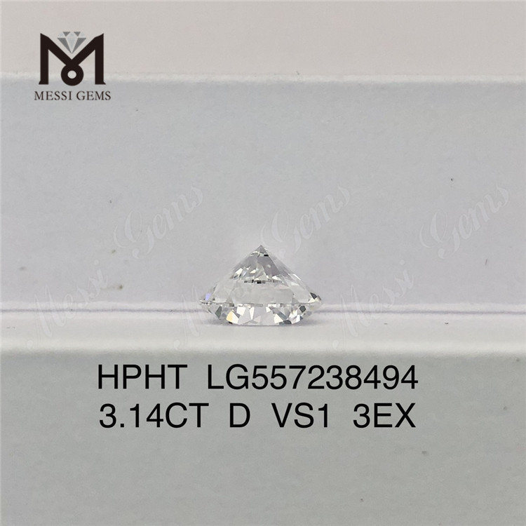 3.14CT D VS1 3EX HPHT diamante cultivado em laboratório IGI