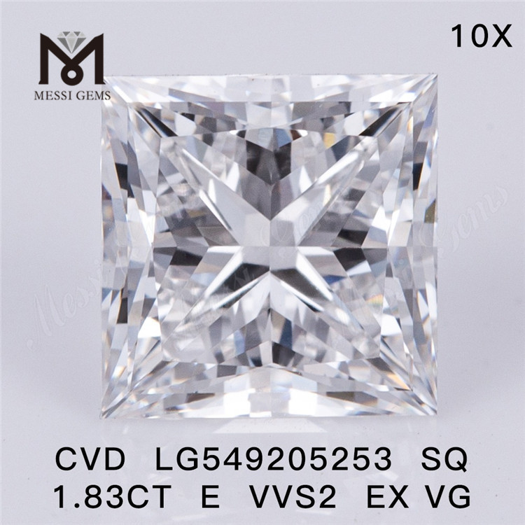 Corte quadrado de 1,83 quilates E VVS2 EX VG diamantes manufaturados custam preço de atacado à venda