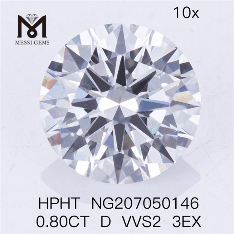HPHT 0,80CT D VVS2 3EX Forma redonda Diamante sintético