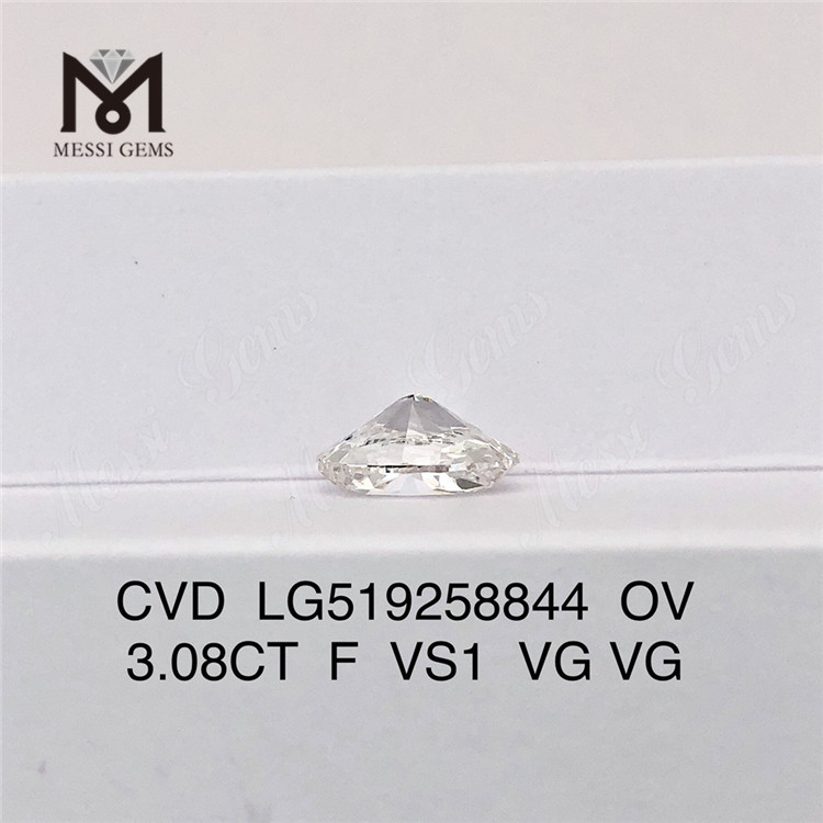 3,08 ct F VS1 VG VG OVAL diamante sintético cvd certificado IGI de alta qualidade