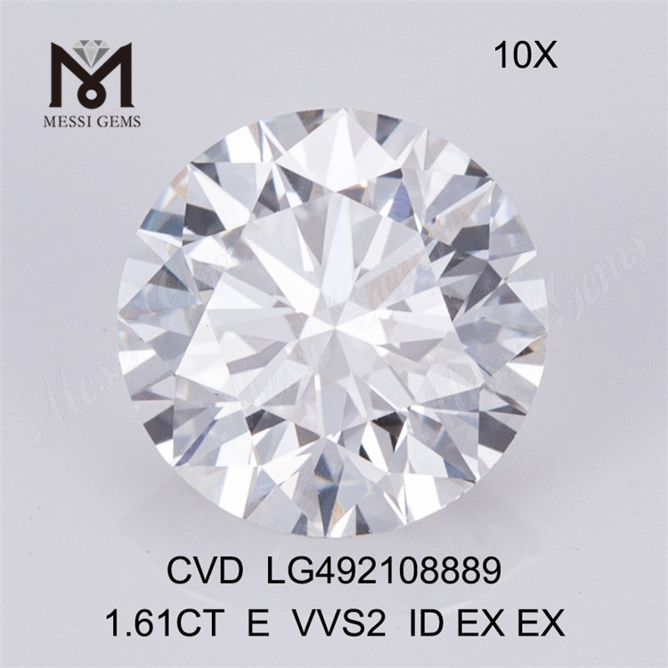 Diamante de laboratório cvd E 1,61ct vvs diamante de laboratório EX redondo à venda