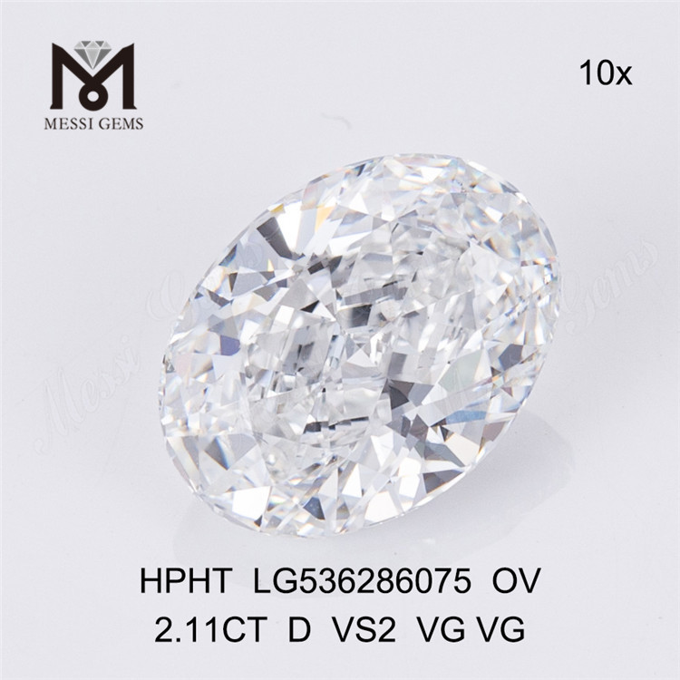 2.11ct D HPHT diamantes de laboratório oval hpht diamantes feitos pelo homem preço de atacado