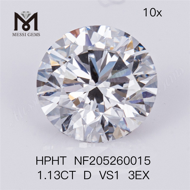 1,13 ct D VS1 Solto Sintético Redondo Corte Brilhante HPHT 3EX Diamante Cultivado em Laboratório para Anel