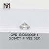  3.034CT F VS2 cvd diamante 3EX barato preço de atacado de diamante solto de laboratório