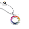 Joias fashion arco-íris círculo vazio colar de diamante cultivado em laboratório para mulheres