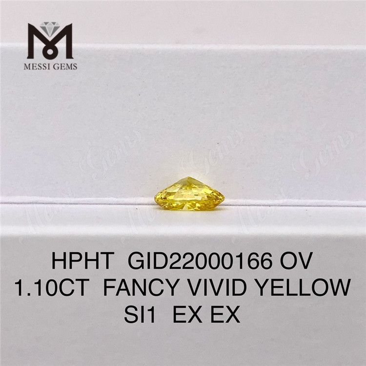 1.10CT FANCY VIVID SI1 EX EX OV laboratório criado diamante amarelo HPHT GID22000166