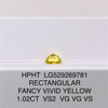 Diamante de laboratório amarelo VS2 de 1,02 ct Diamante cultivado em laboratório retangular LG529269781
