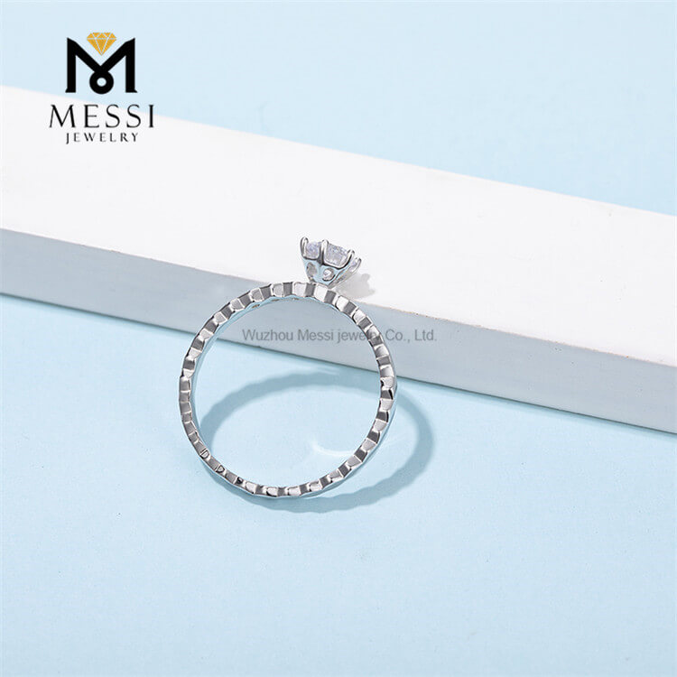 Fabricante de joias chinês configuração de pino moissanite anel feminino prata esterlina 925 anel de joias
