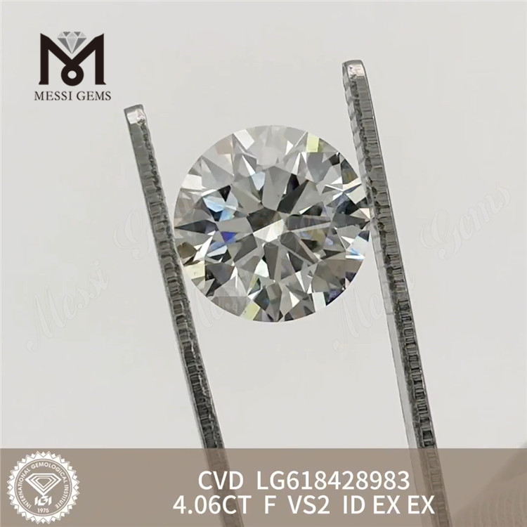  4.06CT F VS2 ID CVD diamantes cultivados em laboratório com corte personalizado丨Messigems LG618428983