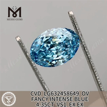 Laboratórios de diamante 4.35CT VS1 CVD OV. FANCY INTENSE BLUE LG632458649丨Messigems