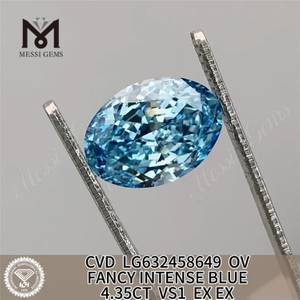 Laboratórios de diamante 4.35CT VS1 CVD OV. FANCY INTENSE BLUE LG632458649丨Messigems