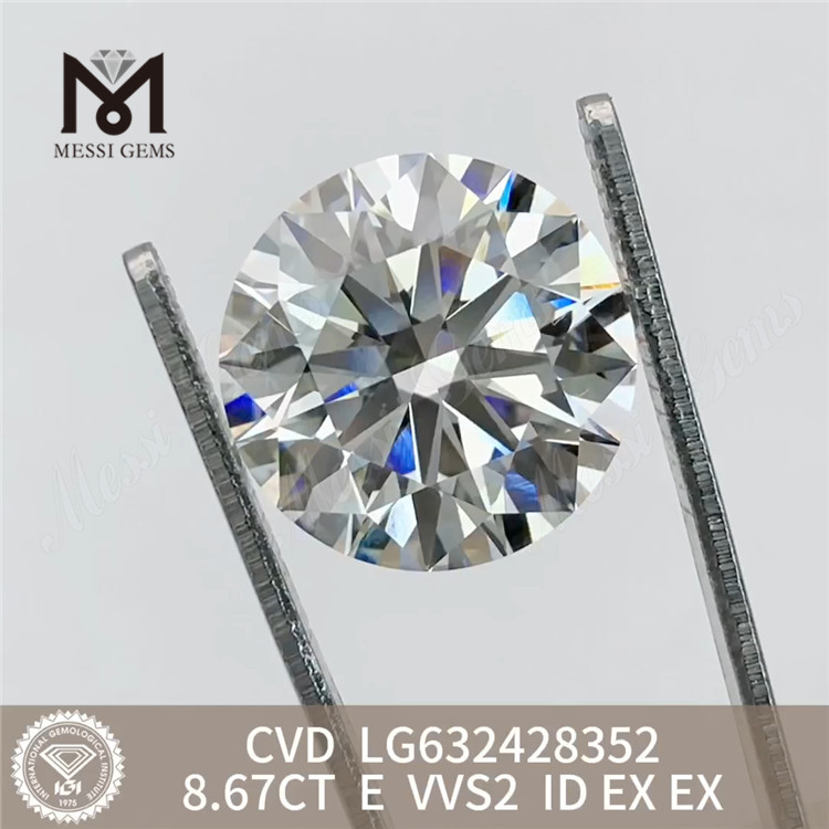 8.67CT E fez diamantes não extraídos VVS2 ID CVD LG632428352丨Messigems 