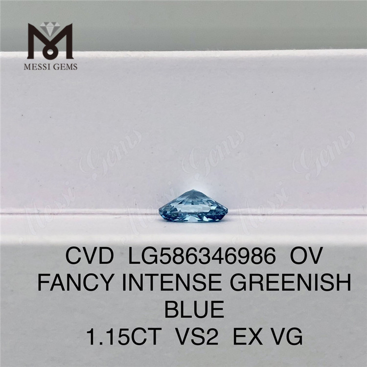 1.15CT OV FANCY INTENSO AZUL ESVERDEADO VS2 EX VG Blue Lab Diamond CVD LG586346986