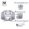 Diamante cultivado em laboratório de 1,01 quilates, 10,2 g, ouro branco 14k, anéis de ouro masculinos, símbolos de força e refinamento