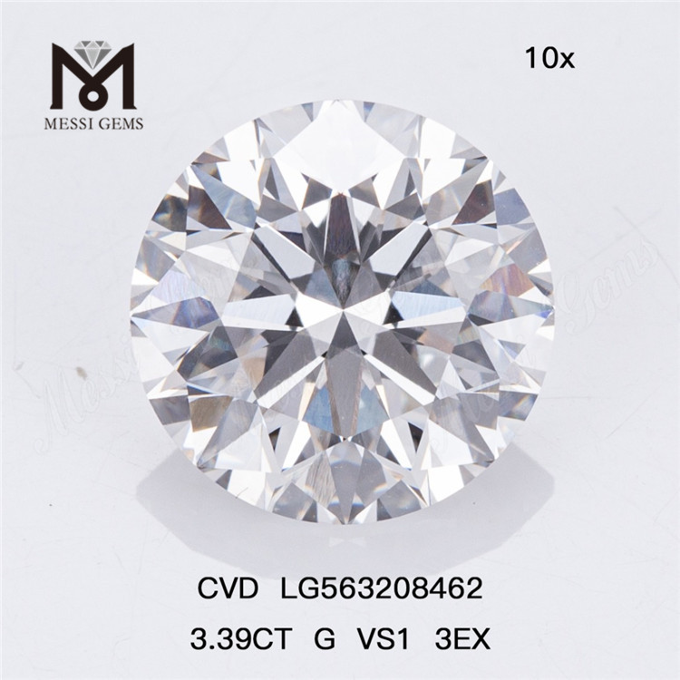 3.39CT G VS1 3EX CVD diamante cultivado em laboratório LG563208462丨Messigems