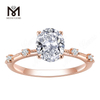 anel de diamante oval de diamante de laboratório de ouro rosa de 2 quilates à venda
