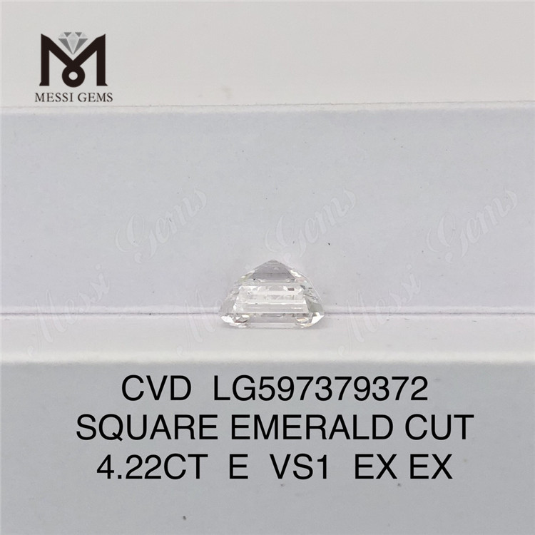 4.22CT E VS1 EX EX SQUARE EMERALD CUT Diamantes criados em laboratório para atacado CVD LG597379372 丨Messigems