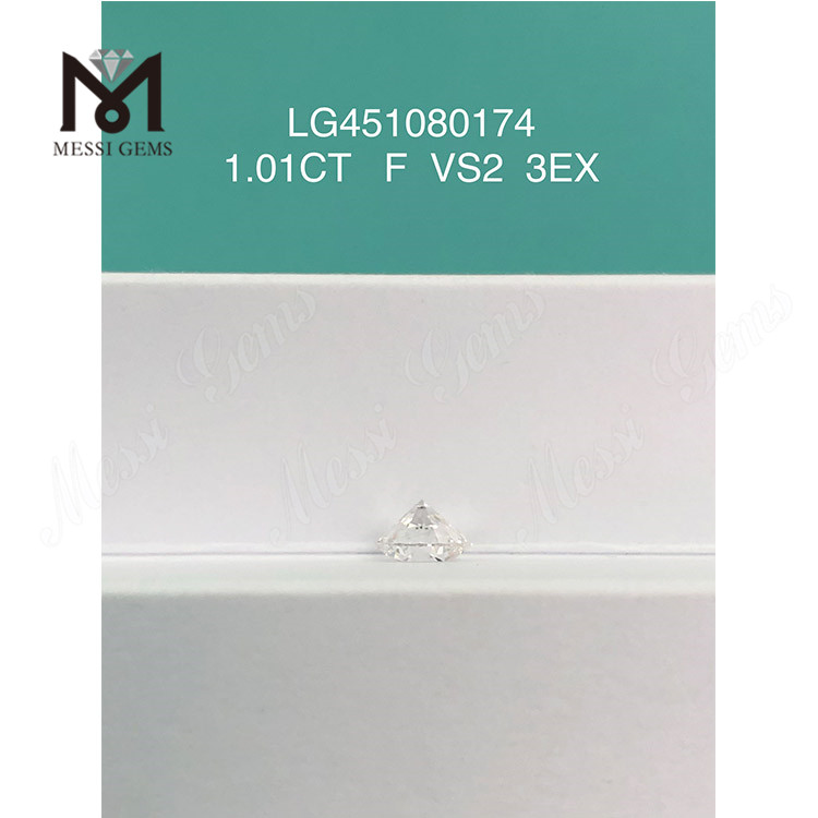 1,01 ct F VS2 RD 3EX Grau de corte diamante cultivado em laboratório