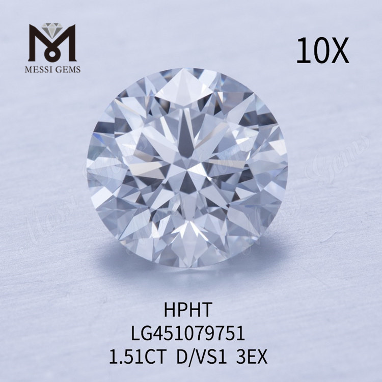 Diamantes de laboratório D redondos BRILLIANT VS1 de 1,51 quilates HPHT