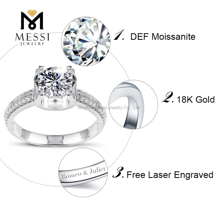 1ct 14k fashon anéis de casamento moissanite anel de ouro para meninas