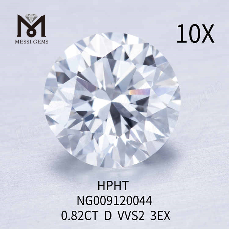 Diamante de laboratório 0,82CT Redondo D VVS2 3EX 