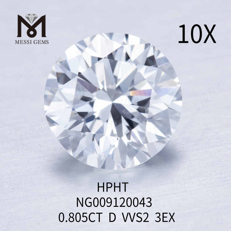 0,805CT Diamante redondo criado em laboratório D VVS2 3EX diamantes sintéticos soltos