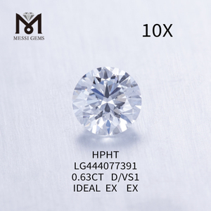 0,63 quilates D VS1 Round IDEAL Cut Grade diamante de crescimento de laboratório