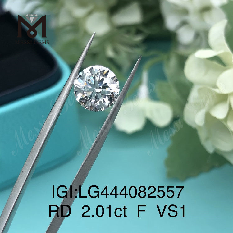 Preço de diamante criado em laboratório de 2,01 quilates F VS1 EX Cut Round 2 quilates 