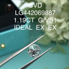 1,19 quilates g VS1 IDEAL Cut Grade Round 1ct diamante de laboratório