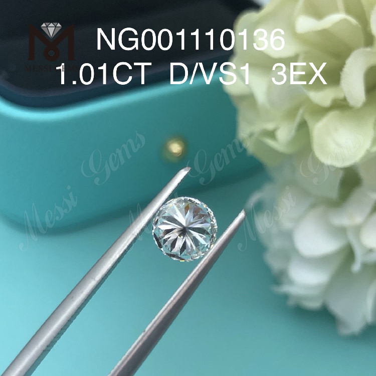 Diamantes redondos de laboratório D 1,01 quilates VS1 EX Cut 