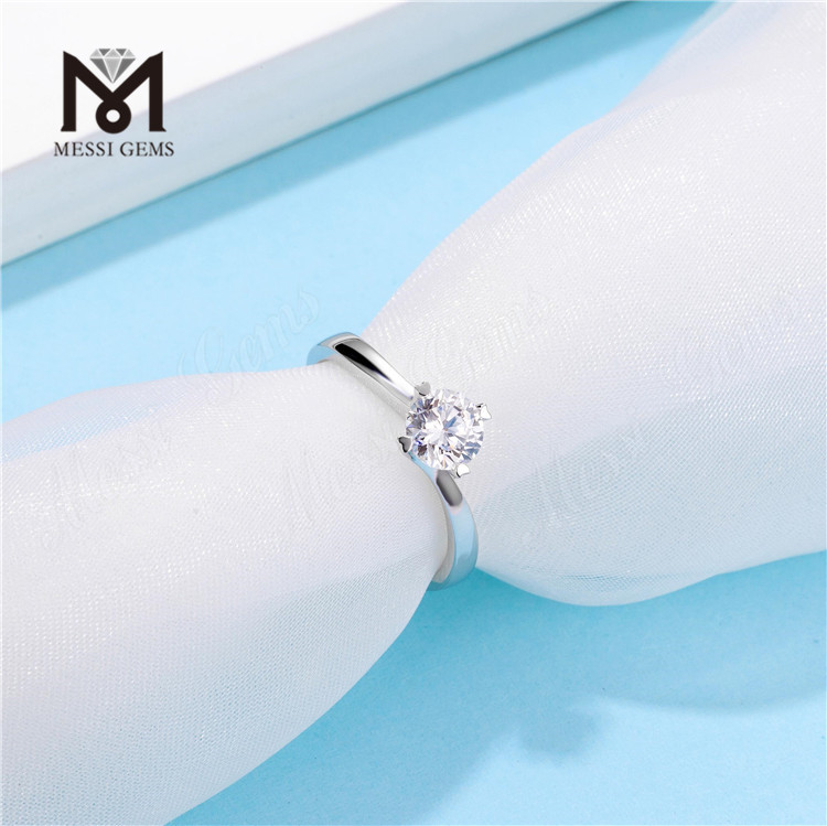 Messi Jewelry minimalista 1 quilate moissanite diamante casamento 925 anéis de prata esterlina