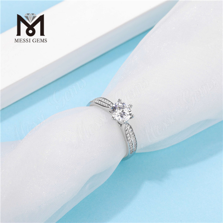 Messi Gems pedra única 1,5 quilates moissanite diamante 925 anel de prata esterlina para mulheres