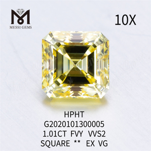 Diamante solto quadrado FVY de 1,01 ct cultivado em laboratório EX VG