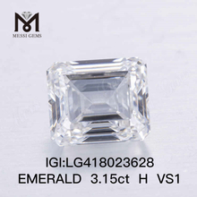 Diamante de laboratório com corte esmeralda 3,15CT H/VS1 EX VG