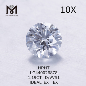 1,19 quilates D VVS1 IDEAL EX EX Diamante redondo cultivado em laboratório