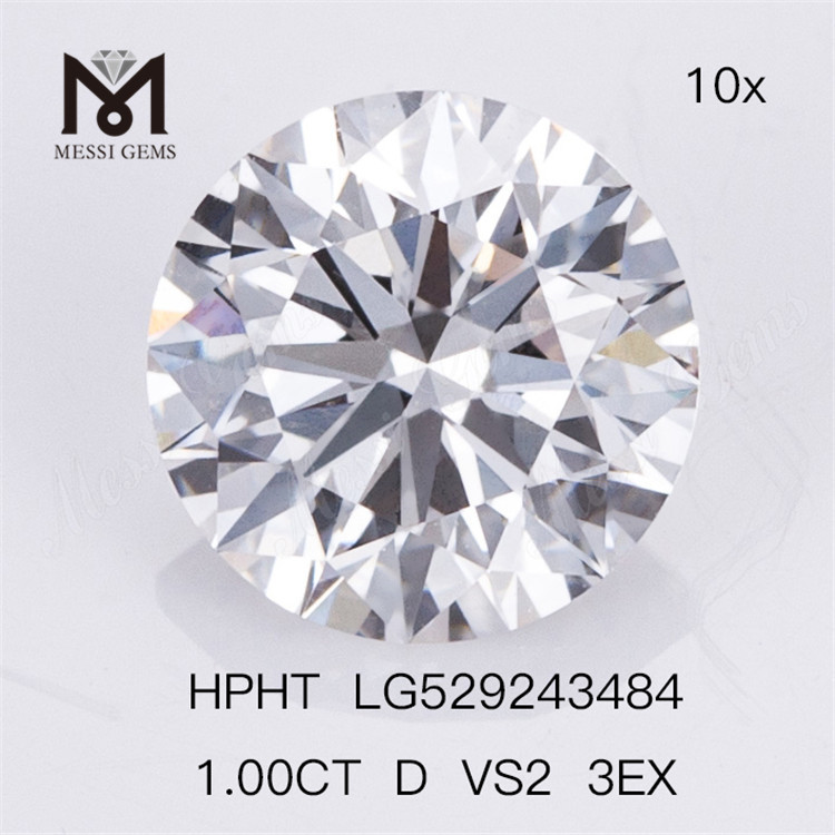1,0 ct D VS2 ID 3EX Corte Redondo Diamante Cultivado em Laboratório HPHT Preço de Fábrica 