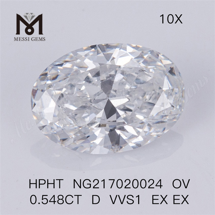 HPHT OVAL 0,548ct D VVS1 EX EX Pedra de diamante sintético