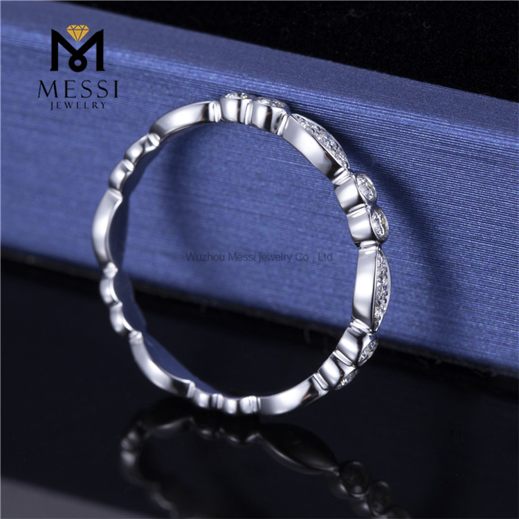 Conjunto de bisel de ouro 18K Moissanite anel de ouro branco Moissanite anéis de noivado para mulheres