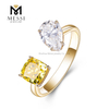 anel de ouro 18k anel da moda amarelo e branco anel de diamante de laboratório para mulheres