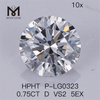 0,75 CT HPHT diamante feito pelo homem D VS2 5EX Lab Diamonds 