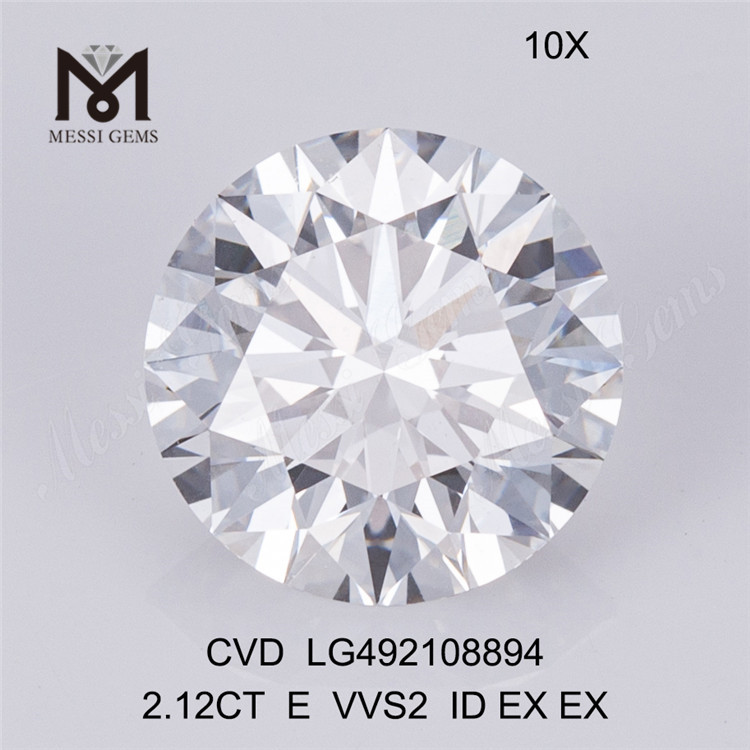 2.12CT E VVS cvd diamantes redondos 2ct soltos de laboratório à venda à venda