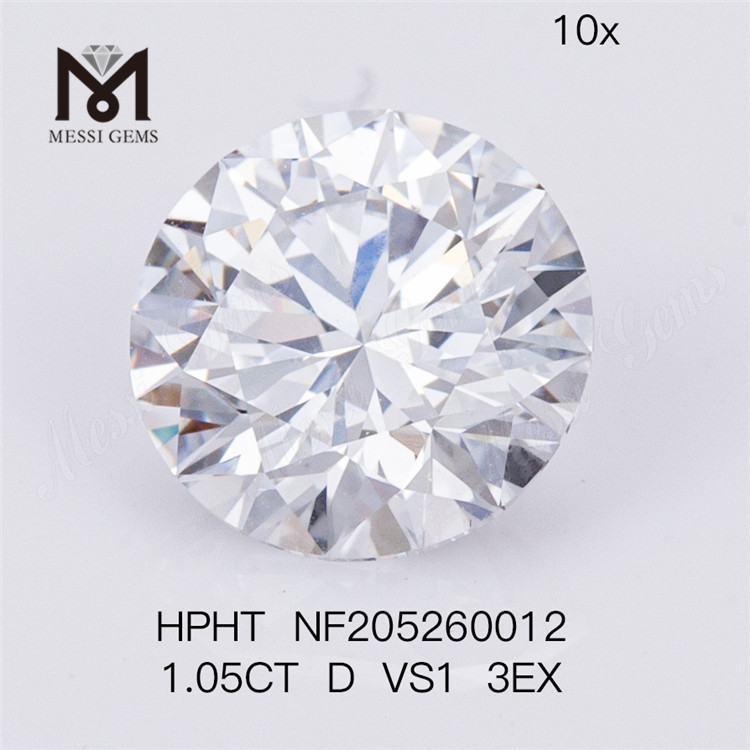 Diamante de laboratório sintético D VS1 3EX corte redondo de 1,05 ct HPHT