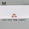 Fornecedores de diamante rosa cultivado em laboratório de 2,064 ct preço de atacado de diamante rosa sintético cvd