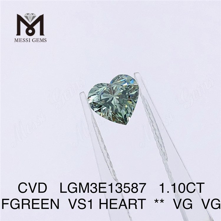 1.10CT FGREEN VS1 HEART VG VG fabricante de diamantes cultivados em laboratório CVD LGM3E13587