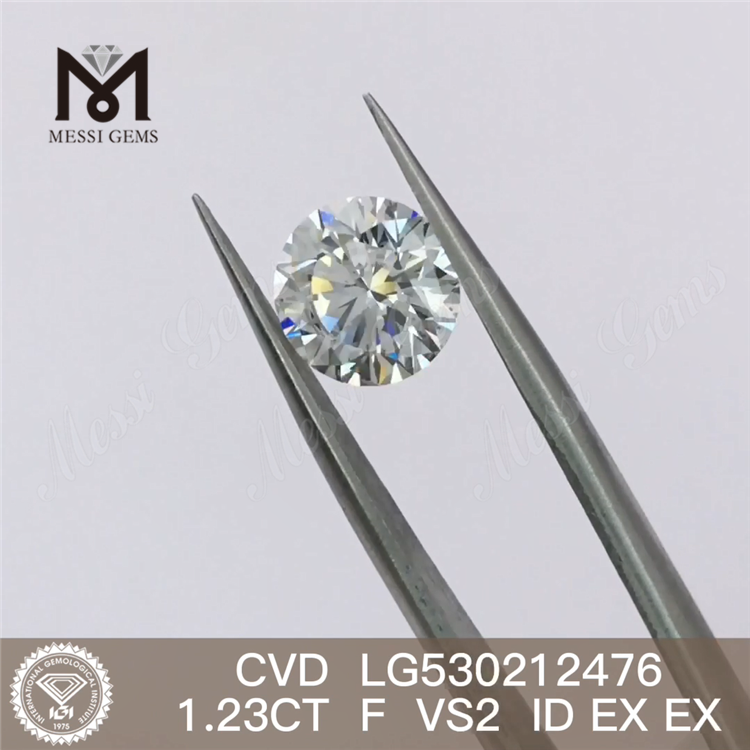 Diamante de laboratório cvd de 1,23 ct F VS2 diamante de laboratório branco redondo solto preço de atacado