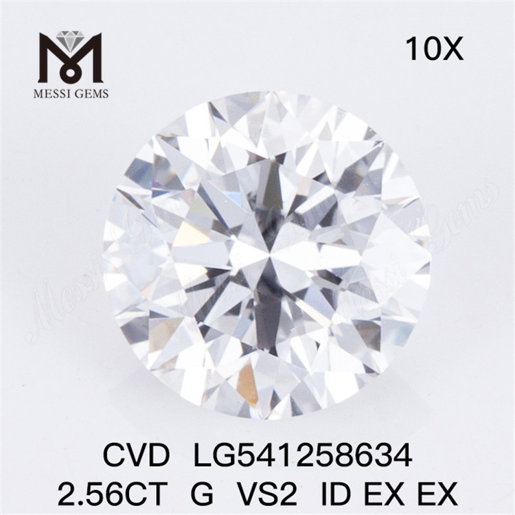 Preço de atacado de diamante redondo feito em laboratório de 2,56 ct G à venda