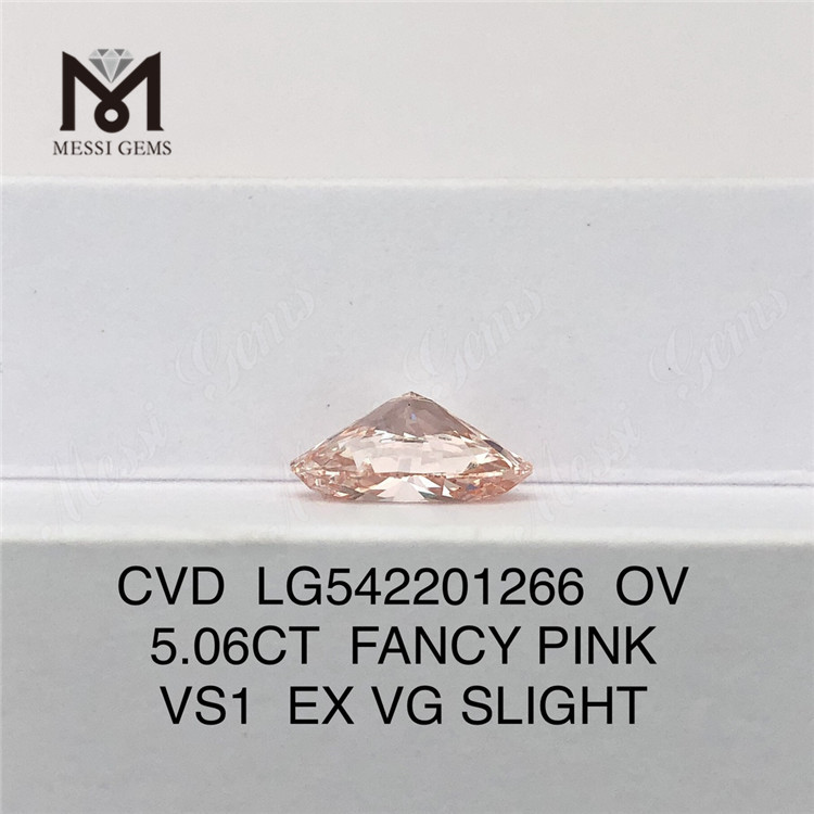 5,06 ct vs1 EX VG Ligeira cor rosa extravagante Diamante cultivado em laboratório de alta qualidade 